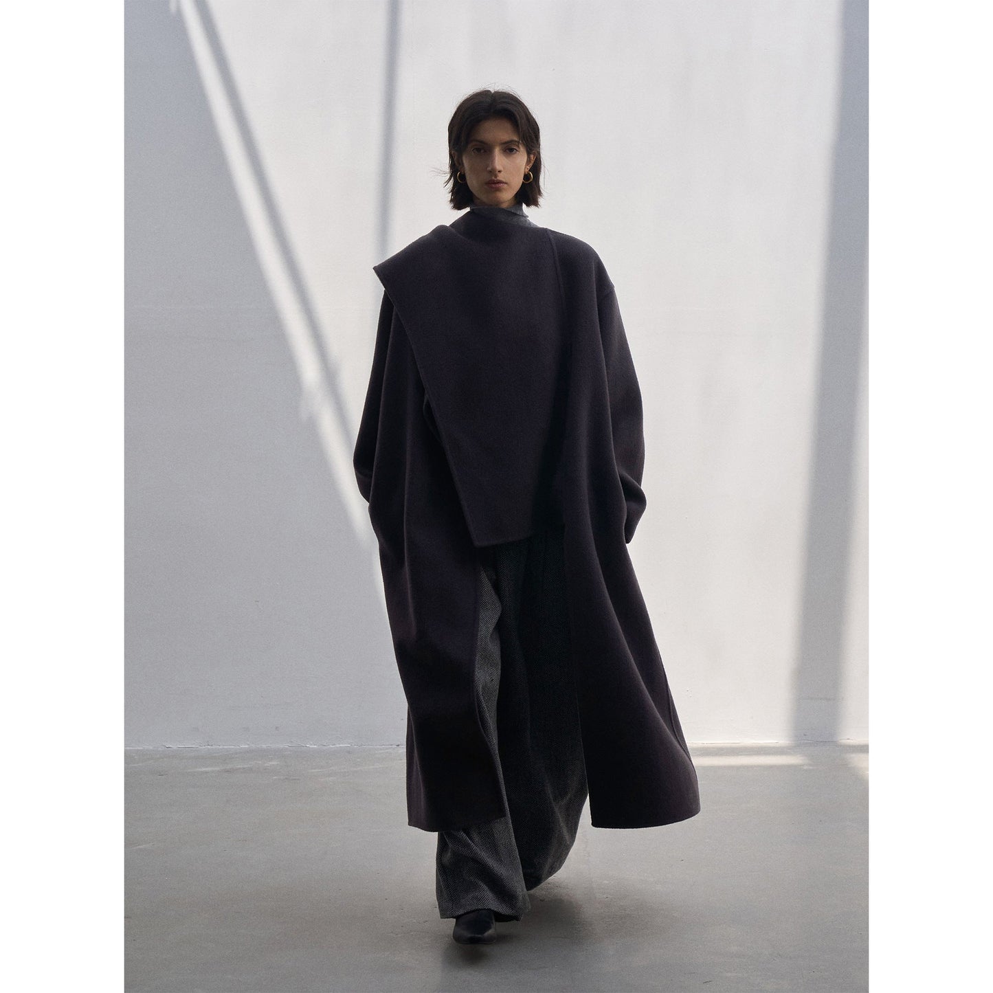 Shawl scarf long wool coat double-sided woolen coat
