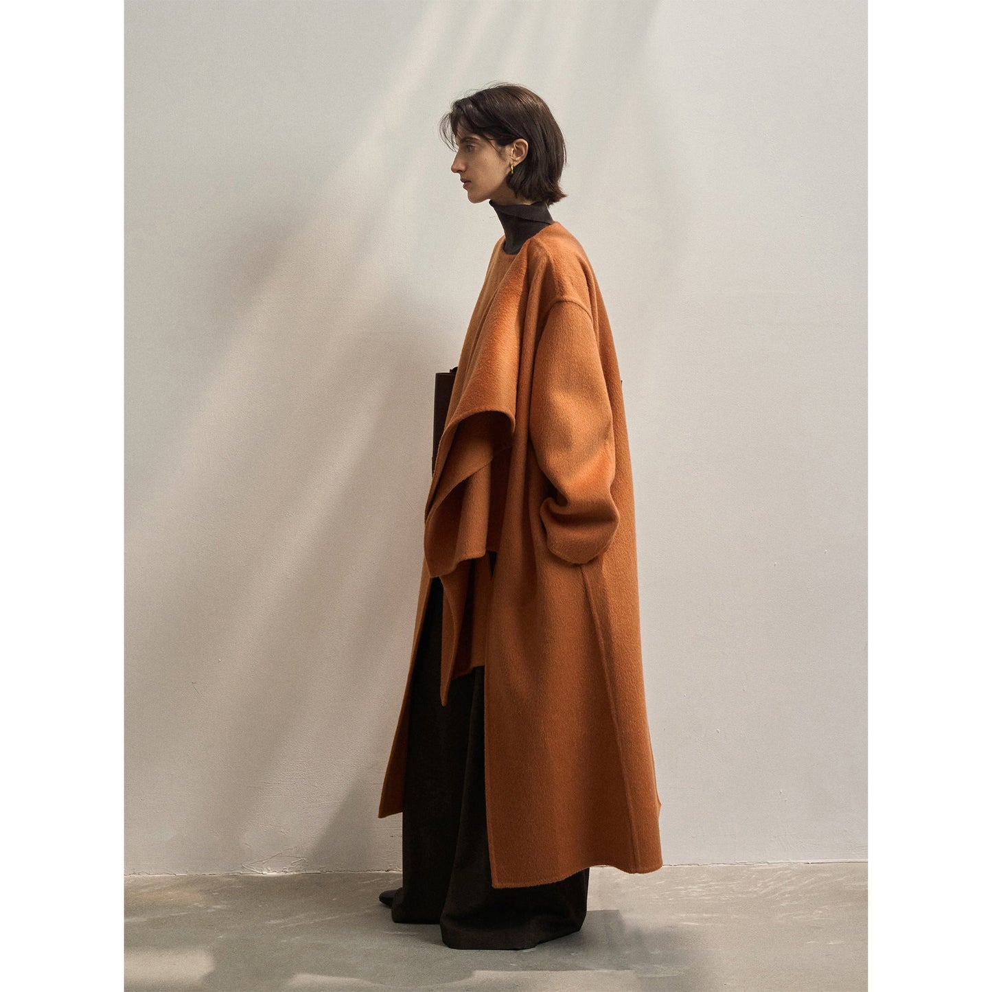 Shawl scarf long wool coat double-sided woolen coat