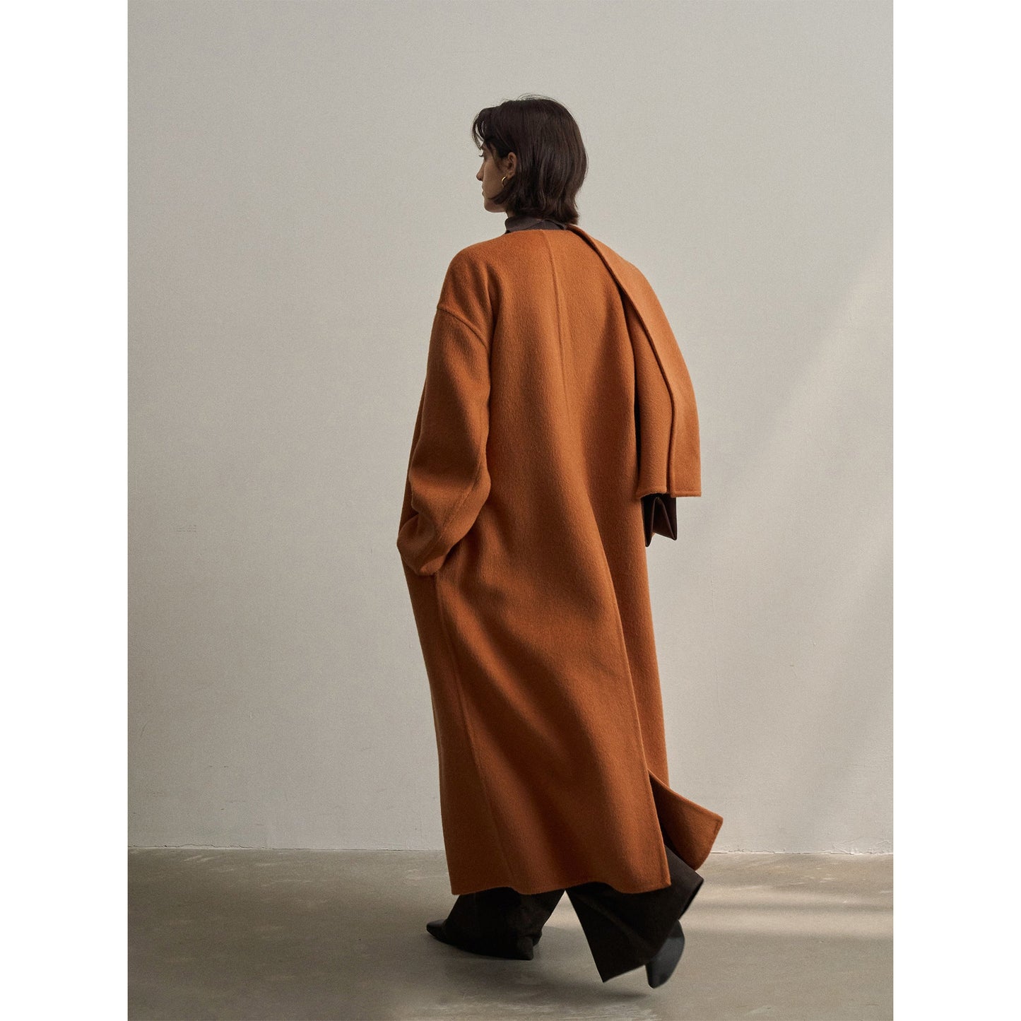 Shawl scarf long wool coat double-sided woolen coat